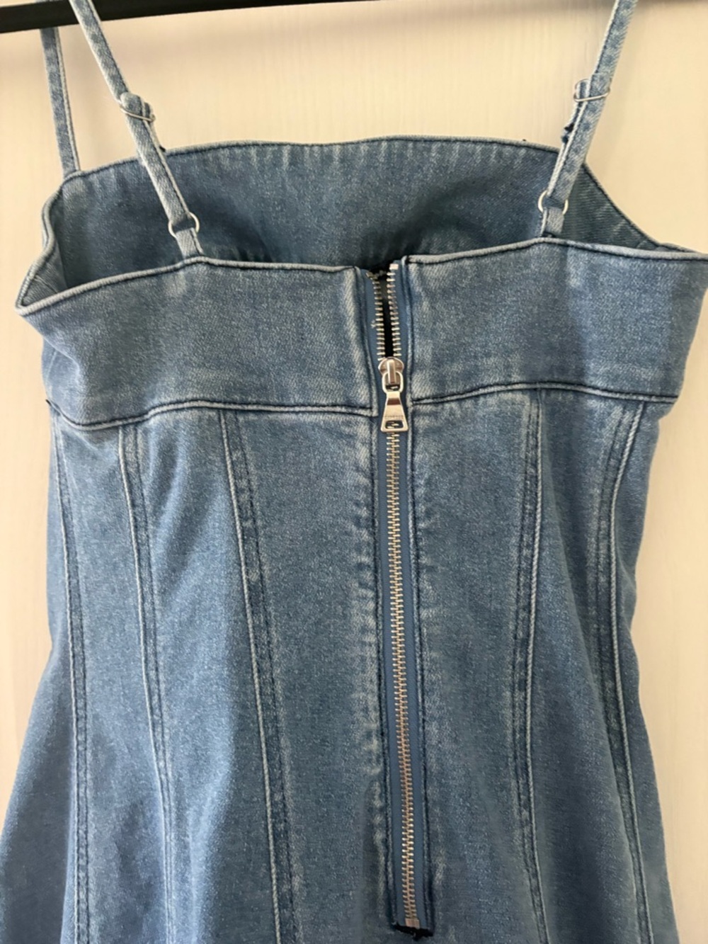 Express Light Blue Jean Dress with Spaghetti Straps - Picture 4 of 5